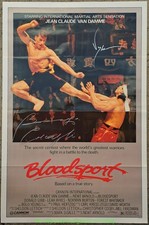 BLOODSPORT MOVIE POSTER MINT Autographed by Bolo and Van Damme SILVER SHARPIE picture