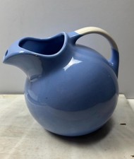 Vintage Hall China 633 Ball Jug Cornflower Blue Ivory Handle Pitcher 1940s USA picture