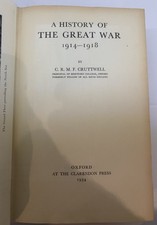 WWI History of the Great War 1914 1918 Cruttwell 1ST 1934 Oxford Signed Ferrar picture