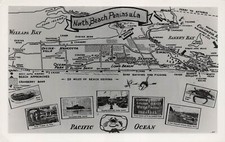 RPPC North Beach Peninsula Washington Nautical Ocean Map Photo Vtg Postcard H44 picture