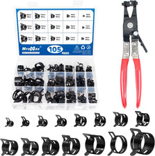 105Pcs 6-25Mm Spring Band Hose Clamp Assortment Kit with Hose Clamp Pliers, 15 S picture