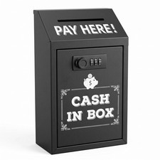 Locking Donation Box with Deposit Slot, Wall-Mount Metal Cash/Tip Collection Box picture