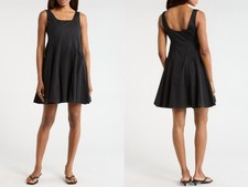 THEORY Sleeveless Seam Poplin Skater Dress 2 NWT Black picture