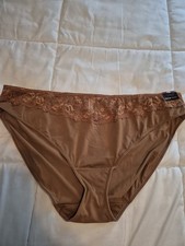 NWT Avenue Body Panties. Nylon Chocolate Brown, SZ 26/28 4XL Lace Trim Hi-cut picture