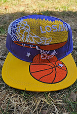 Vintage Los Angeles Lakers NBA Snapback Cap Hat Purple Yellow Green picture