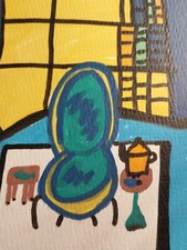 TEA TIME Origninal Painting The Blue Chair Art By GAT picture