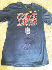 Nike England Three Lions Soccer Shirt, The Nike Tee, Size S, Navy Blue picture