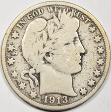 1913-D BARBER HALF DOLLAR ~ BOLD FINE picture