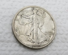 1916 D Walking Liberty Half Dollar - F / VF - Scarce Date 90% Silver 50C US Coin picture