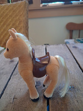 Vintage Sylvanian Families/Calico Critters Flocked Horse Pony Figure with Saddle picture