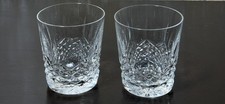 Vtg 2 Waterford Crystal Lismore Double Old Fashioned Glasses Signed Gothic Mark picture