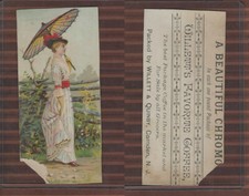 Victorian Card, 1890's, Willett & Quinby Coffee, Camden NJ, Lady Parasol picture