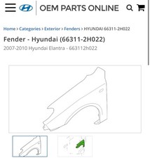 2007-2010 Hyundai Elantra Sedan Driver Left Fender 66311-2H022 GENUINE OEM picture
