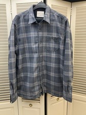 Weatherproof Vintage blue/gray plaid flannel shirt jacket, fleece-lined XL Mens picture