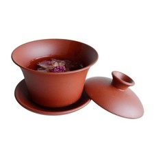 YXHUPOT Gaiwan Teacup Kungfu Tea bowl Zisha Red Clay black 4 Ounces, picture
