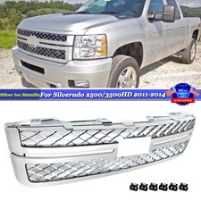Silver Ice Metallic Grille w/Chrome Insert For Silverado 2500HD 3500HD 2011-2014 picture