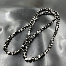 8mm 108 Pcs Black and White God of Wealth Buddha Beads Rosary Necklace picture