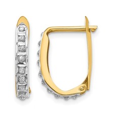 Real 14kt Yellow Gold Diamond Fascination Hinged Hoop Earrings picture