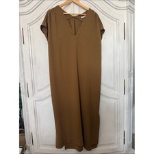 Prologue Maxi Dress Relaxed V-Neck Short Sleeve Minimalist Fall Lagenlook SizeXL picture