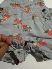 OshKosh B'gosh Girls 2T Floral Denim Overall Romper, Adjustable Straps picture