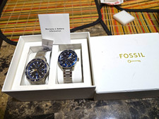 Fossil FB-01 Quartz 44mm Blue Dial 100m Date Stainless Bracelet Box Manual picture