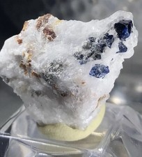 Rare Blue Spinel Crystal On Quartz Natural Raw Matrix Rough Cluster Specimen picture