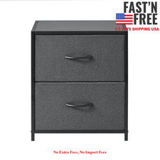 [USA WAREHOUSE] Mainstays 2 Drawer Fabric Nightstand, Grey Finish, NEW picture