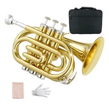 Vintage Royal Brass Golden Finish Pocket Trumpet Bugle Flugel Horn Trumpet picture
