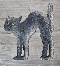 RARE Antique Germany Die Cut Heavily Embossed Black Cat W/Shading picture