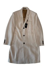 London Fog Mens Regular fit Wool Overcoat Coat 38 R Tan Solid picture