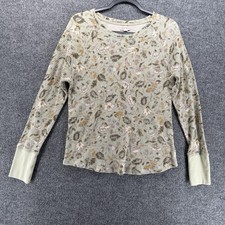 Knox Rose Waffle Top Womens L Green Floral Thermal Fitted Boho Cottage Western picture