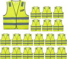 Safety Vests 20 Pack Bulk - Yellow Reflective High Visibility Construction ANSI  picture
