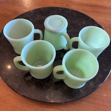 Vintage Fire King Jadeite Mint Green Mugs Set of 5 D Handle MCM picture