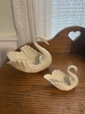 2 VINTAGE LENOX SWANS LARGE & SMALL GREEN MARK 1931-53 picture