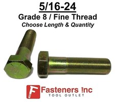 5/16-24 Hex Bolt Yellow Zinc Grade 8 Cap Screw Fine Thread (Pick Size & Qty) picture