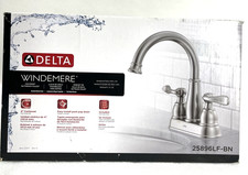 Delta Windemere 25896LF-BN Brushed Nickel Bathroom Faucet 2 Handle 4 In NIB picture