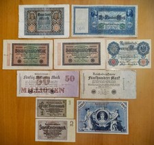 Vintage Lot of 10 German Banknotes Paper Currency 1908-1937 Lot B picture