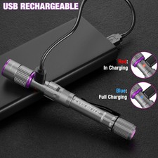 EverBrite Rechargeable LED Pen Flashlight UV White Light 395nm Black Flashlights picture
