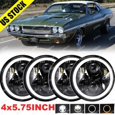 for Dodge Charger 4PC 1966-1974 Car 105W 5.75inch LED Headlight Halo H5001 H5009 picture