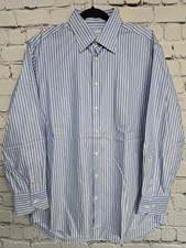 Stenstroms Shirt Mens 16 41 Blue Striped Fitted Body Twofold Super Cotton Luxury picture