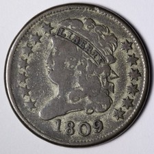 1809 Classic Head Half Cent FINE E102 WIFP picture