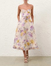 Zimmermann Luna Ruffle Midi Dress Cream Dahlia Floral Size 1 BNWT RRP$1850 picture
