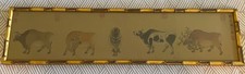 Stunning, Vintage 1950s Hand-Painted Chinese Silk Five Oxen Wall Art picture