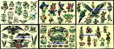 Bundle of SIX VINTAGE Colored TATTOO Flash Badlands Tattoo Oakland CA Prints picture