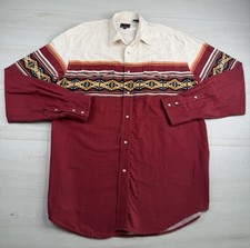 Vtg Roper Western Pearl Snap Shirt Aztec Southwest Rodeo Cowboy 90s Y2K Mens L picture
