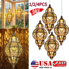 1/2/4x Hanging Solar Lights Outdoor Decor Solar Metal Lantern for Yard Garden US picture