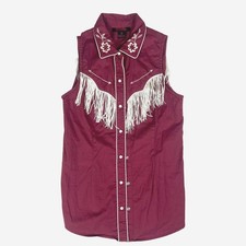 Rock & Roll Western Shirt S Fringe Country Concert Cowgirl Festival Rodeo Retro picture