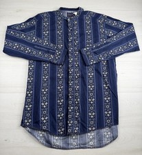 Vtg Wrangler Shirt X-Long Tails Western Floral Band Collar Cowboy Mens 16.5x34 L picture