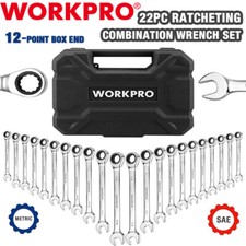 WORKPRO 22-Piece Ratcheting Combination Wrench Set 72 Teeth CR-V Metric & SAE picture