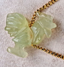 Vintage Carved Jade pendant +chain 44cm long,CHINESE ZODIAC